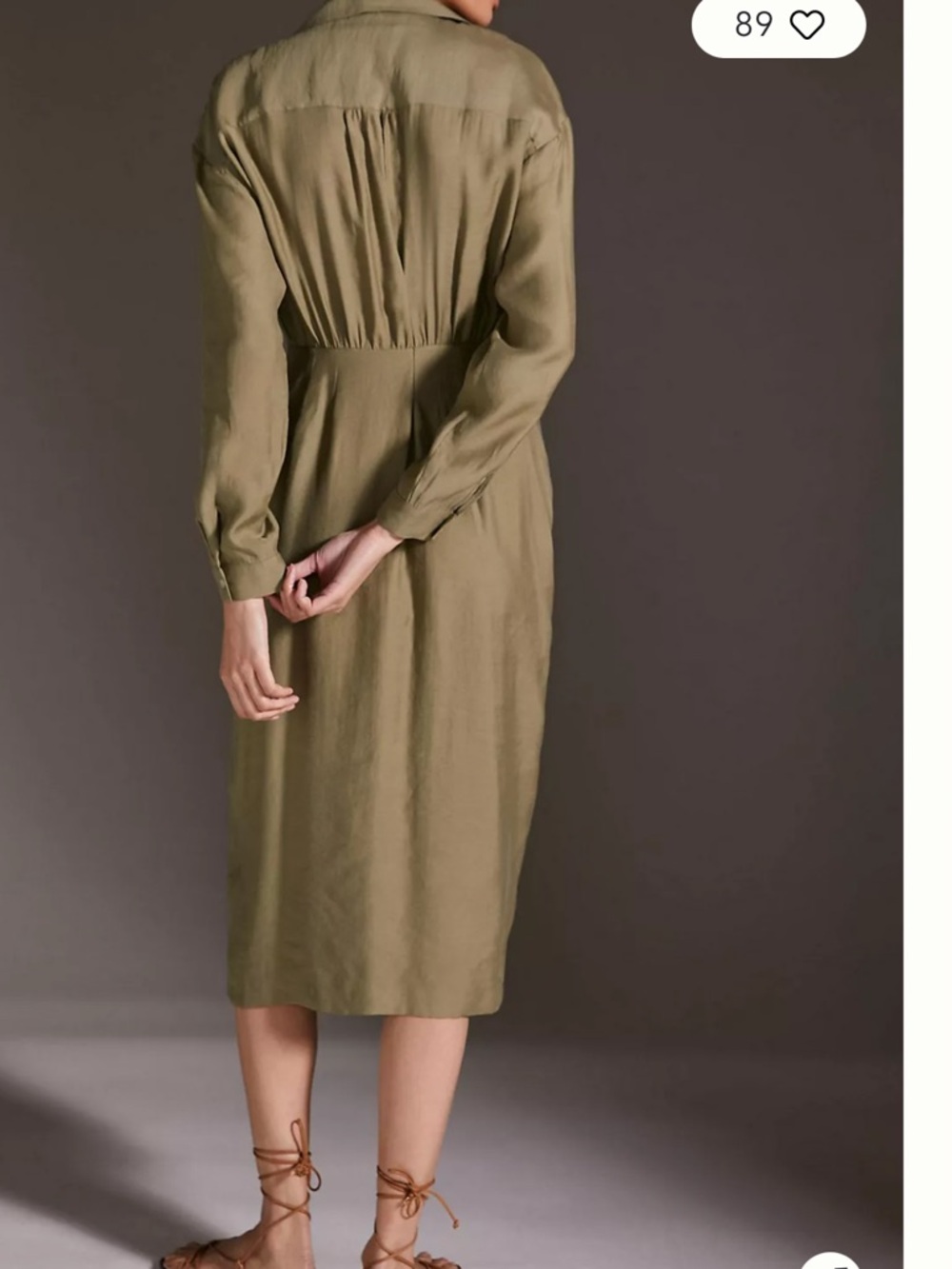 Anthropologie Olive Twist-Front Midi Dress - Picture 2 of 11